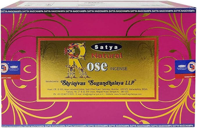 Natural Rose Incense Sticks and Incense Stick Holder Bundle Insence Satya