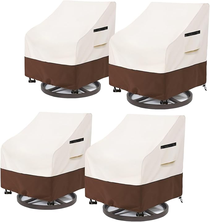 Patio Chair Covers Waterproof Patio Furniture Covers,30W x 34 D x 38.5 H Inches Outdoor Swivel Chair Cover 2 Pack -Beige