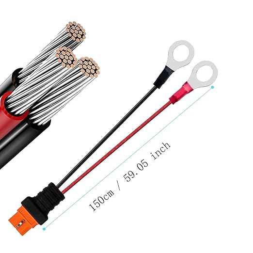 XT60i to O Ring Terminal Cable，More Than 8A，10AWG Extension Cable XT60i Female to O Ring Connector XT60i-f Compatible with Lipo Batterie (1.5M/5FT)