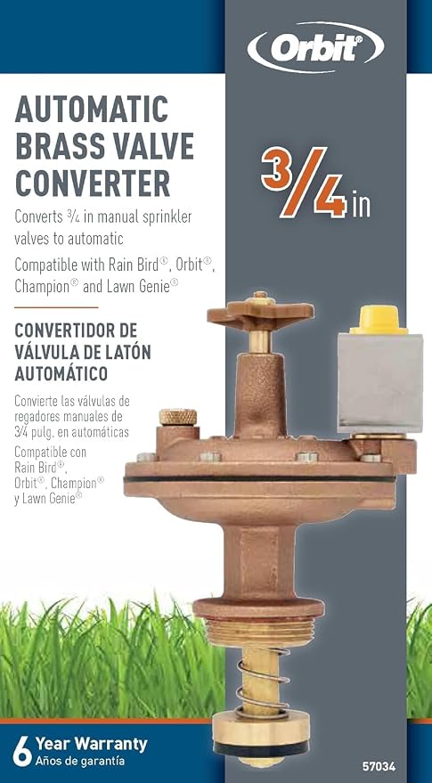 2-Pack Orbit 57034 3/4" Brass Automatic Converter Sprinkler Valve with Flow Control