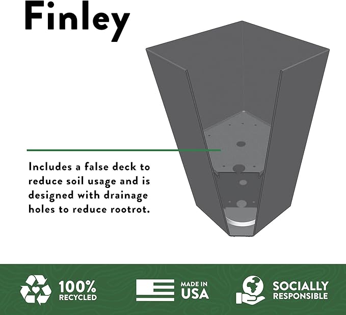 Bloem Finley Tall Tapered Square Planter 25" Black
