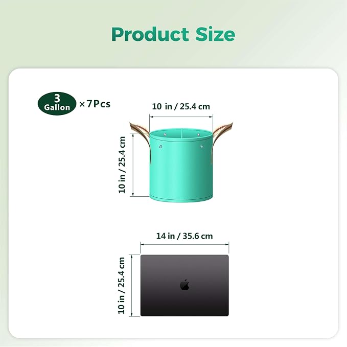 7 Pcs 3 Gallon Potato Grow Bag, PE Garden pots Plant Grow Bag with Branch-Binding Holes and Drain holefor for Vegetables, Strawberries, Flowers