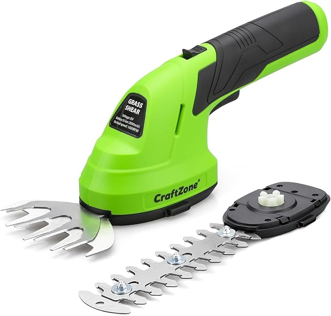 Cordless Grass Shear & Hedge Trimmer - Green | 2-in-1 Electric Shrub Trimmer and Grass Cutter | 8V Handheld Lawn Trimmer with USB Type-C Cable & Rechargeable Lithium-Ion Battery