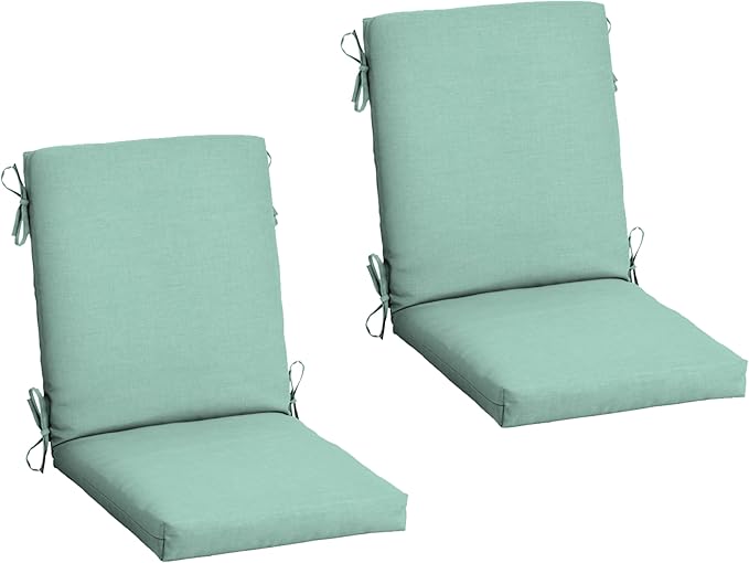 Arden 2-Pack Outdoor Patio Dining Chair Cushion, 20x44, Rain-Proof Seat Pad, Fade-Resistant Outdoor Cushion Aqua Leala