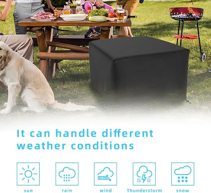Square Fire Pit Cover for 28 Inch Firepit, Heavy Duty Outdoor Patio Fire Pit Table Cover, Gas Fire Pit Cover - Waterproof Dustproof Anti UV and Tear Resistant