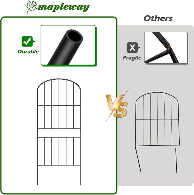mapleway 31in(H) Garden Fence, 16ft(L) Dog Fence Outdoor for Yard, Decorative Garden Fencing Metal Panels Borders Stakes Animal Barrier for Yard Backyard, Arched
