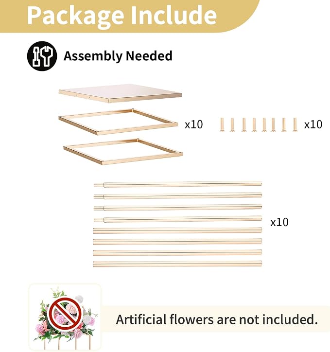Nuptio Gold Vases - 10 Pcs, 23.6 Inch Tall, Geometric, Wedding Centerpieces for Tables