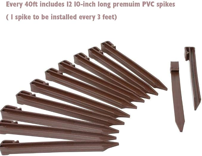 40FT Brown Landscape Edging Coil Kit 4 Inch High,Terrace Board with 12pcs 10-inch Spikes