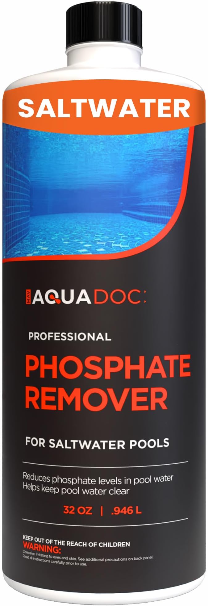 Phosphate Remover for Saltwater Pools - Pool Phosphate Remover to Reduce Phosphates and Improve Water Clarity - AquaDoc Pool Maintenance Formula Made in USA - 32oz