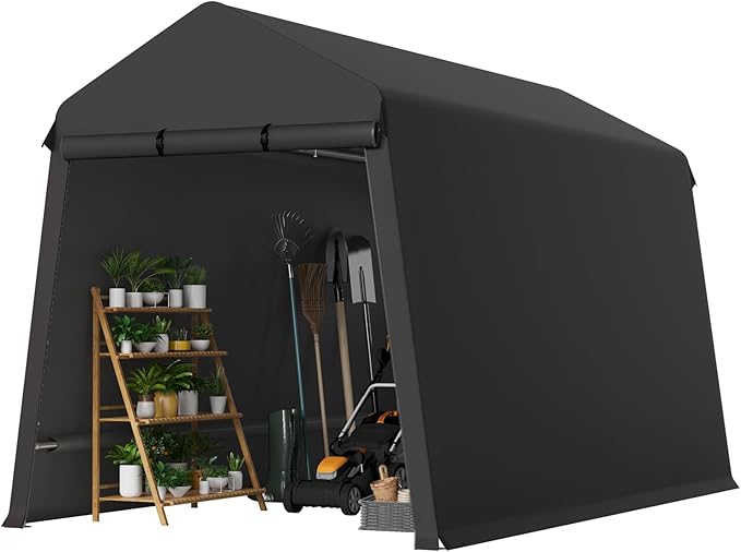 7x12FT Outdoor Storage Shelter UV Resistant Portable Garage Tent with Roll Up Doors