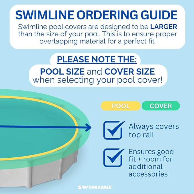 SWIMLINE HYDROTOOLS Silver King Heavy Duty Pool Cover For Above Ground Swimming Pools |19 X 35 FT Cover | Silver / Black | Winch & Cable Included | UV Protected For 16X32 FT Oval Pools | PCO141935