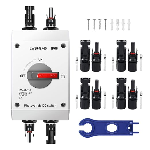 32A DC 1200V PV Solar Disconnect Switch, IP66 Waterproof & Lightning Protection & Anti-UV Solar Circuit Isolator Box for Solar Panels (International Standard: IEC60947-3)