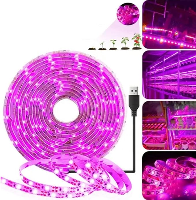 LED Grow Light Strips, Waterproof Full Spectrum Plant Grow Light, USB 9.84ft 180LEDs, Flexible Growing Lamp for Indoor Plants Succulents Hydroponics Greenhouse Gardening