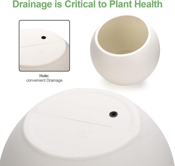 Large Round Planter,Planters for Indoor Plants & Outdoor,Durable Plastic Material Sphere Planter with Drainage Hole & Rubber Plug Weather Resistant,Plant Pot
