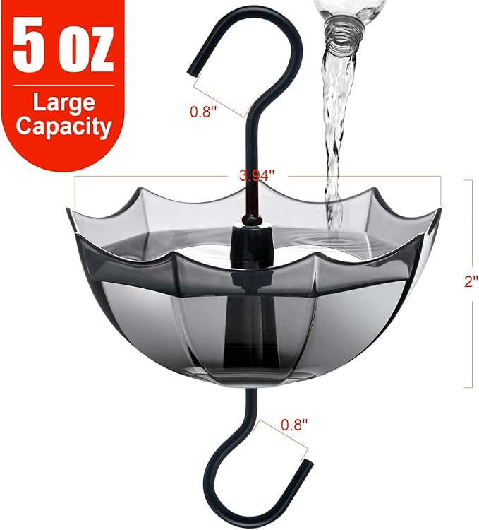 Ant Moat for Hummingbird Feeder, 5 OZ, 4 Pack, Black Umbrella Ant Guard with Large Capacity