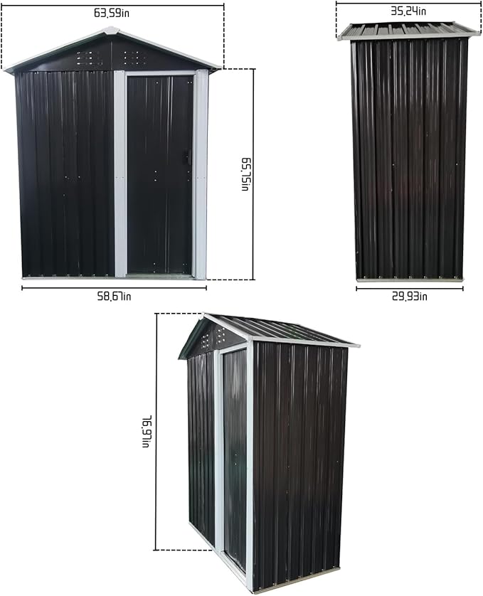 5x3 FT Outdoor Metal Storage Shed,Waterproof Garden Sheds with Lockable Door,Outdoor Storage Tool Shed for Yard,Garden,Patio,Lawn