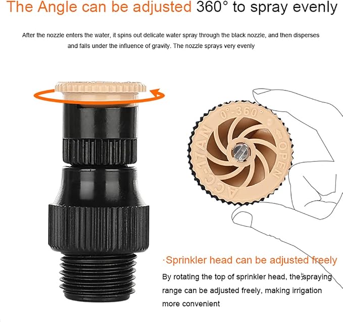360° Rotation Auto Irrigation System Garden Lawn Sprinkler Patio, 90°/180°/360°, Adjustable at Will for Outdoor Grass Garden Yard Lawns (5 PCS)