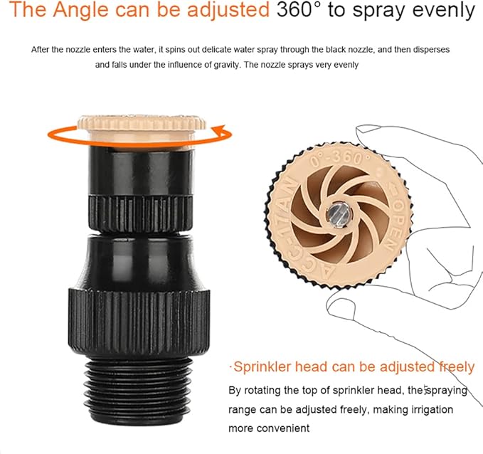 360° Rotation Auto Irrigation System Garden Lawn Sprinkler Patio, Garden Sprinkler Lawn, 90°/180°/360°, Adjustable at Will for Outdoor Grass Yard (8 PCS)