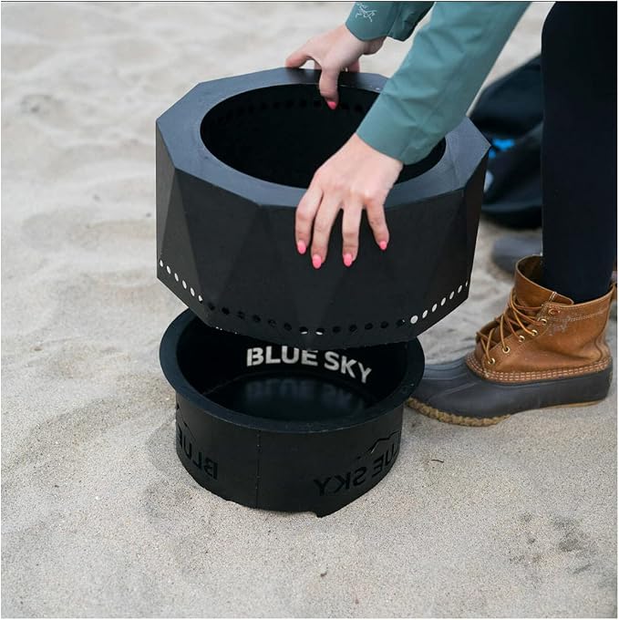 Blue Sky Outdoor Living Ridge Portable Fire Pit, Portable Smokeless Fire Pit with Carrying Bag, Black
