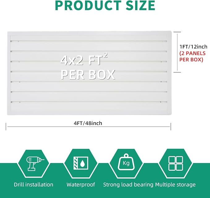 FRAYSCENT Slat Wall Paneling Garage Slat Wall Storage Systems Slatwall Panels Power Tool Organizer Wall Mount, PVC Garage Storage & Organization Products Slate Board (White, 4ft x 2ft)