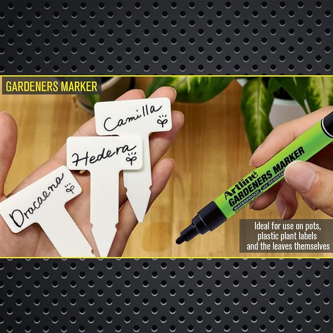 Artline Gardeners Markers | Professional Series | For Use On Plants, Labels, and More | UV Resistant | Waterproof | EKPR-GDM | 2.3mm Bullet Tip | Pack of 12 | Black