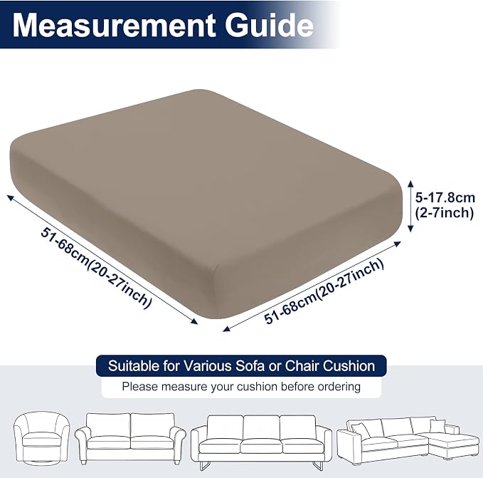 Smiry Waterproof Patio Cushion Covers, Stretch Outdoor Couch Slipcovers Replacement Washable Furniture Protector Sofa Chair Seat Cover for Dogs and Pets (14 Pcs, Taupe)
