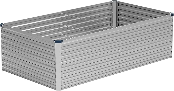 Vengarus 6x3x2FT Galvanized Raised Garden Bed Kit, Deep Root Planter Box Outdoor Large Planter Raised Beds for Planting Flowers,Vegetables and Herbs-Silver