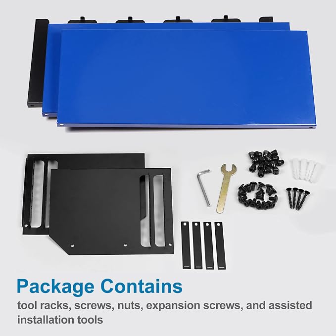 HARFINGTON Power Tool Organizer 3 Layers 5 Drill Storage Racks Wall Mount Style Garage Tool Shelf for Power Tools and Hand tools, 20"x9", Blue