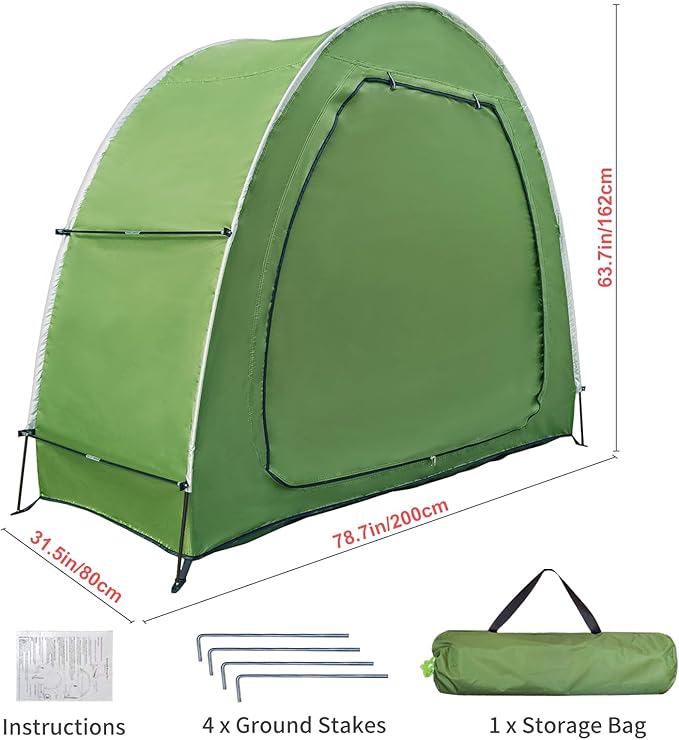 HuaKastro Outdoor Bike Cover Bicycle Tent for 2 Bikes, Waterproof Oxford Storage Tent, Foldable Bike Shelter for Camping