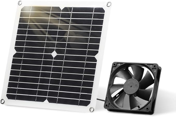 SUNYIMA Solar Panel Fan Kit, 12W Weatherproof Solar Panel with DC Fan for Small Chicken Coops, Greenhouses, Sheds,Pet Houses, Window Exhaust (Single Fan)