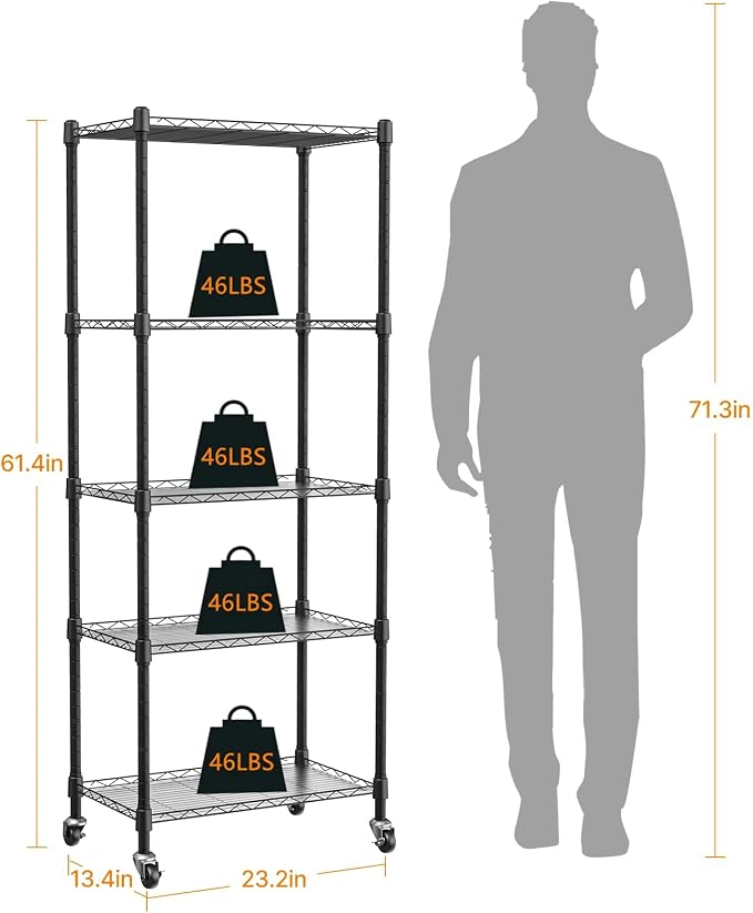 Indoor Greenhouse with Grow Lights, 5 Tier 23.2" L×13.4" W×61.4" H, with 72W Full Spectrum Growing Lamps for Seed Starting，Grow Light Shelf with Tent and Thermometer