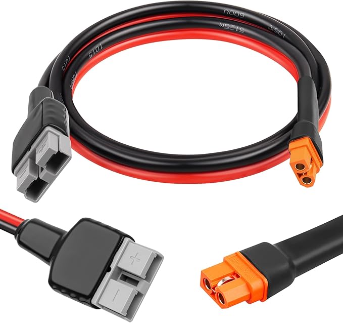 XRDS -RF 10AWG Anderson SB50 to XT60i Female Cable, 3FT Tinned Copper Power Wire for Lithium Batteries, Solar Generators, Inverters, 12V/24V DC Systems
