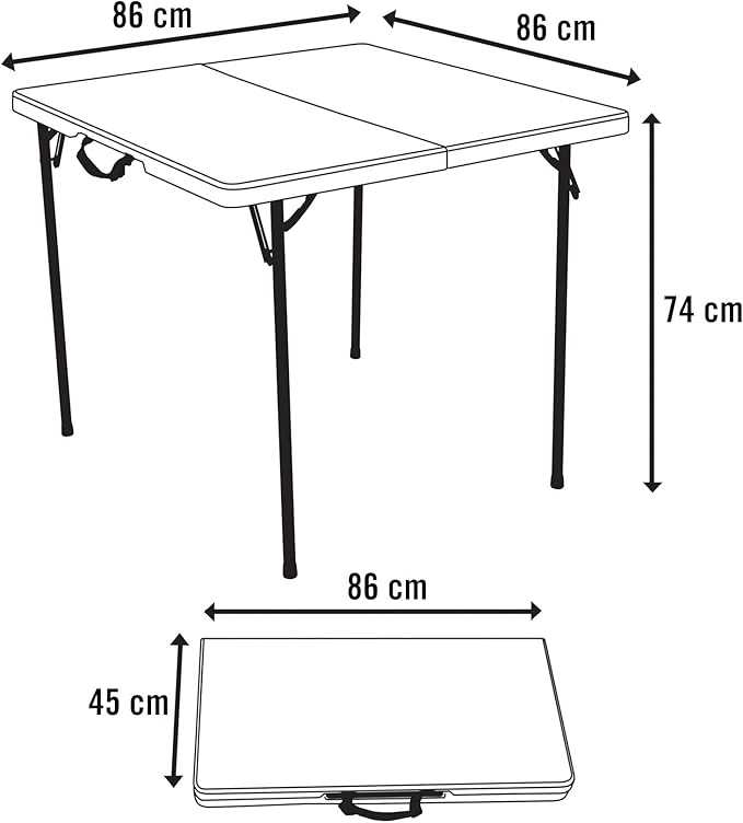 LIFETIME 80273 Fold in Half Square Table, 34 Inch, White