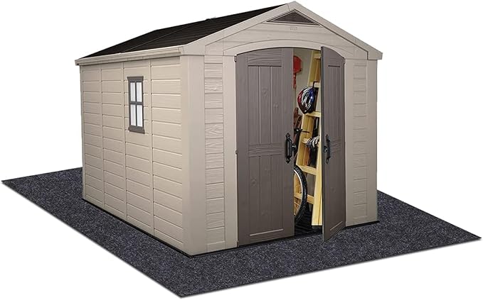 Meitola Outdoor Storage Shed Mat，Waterproof and Dustproof Outdoor Carport Mat—Backing Prevents Liquid Penetration，Soft Material, Patio Furniture Mat，Non-Slip，Washable, Black (8' x 6')