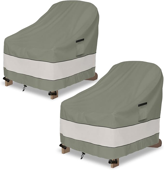 Outdoor Adirondack Chair Cover 2 Pack,Waterproof 100% Patio Chair Covers,30W x 34 D x 36 H inches,Patio Adirondack Chair Cover for Outdoor Chair -Grayish Green
