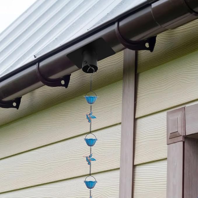 Metal Rain Chain Gutter Adapter with Bolt, Downspout Accessories | Rust Resistant, Rain Chain Gutter Installer, for Rain Chain Outside Gutters, Balck