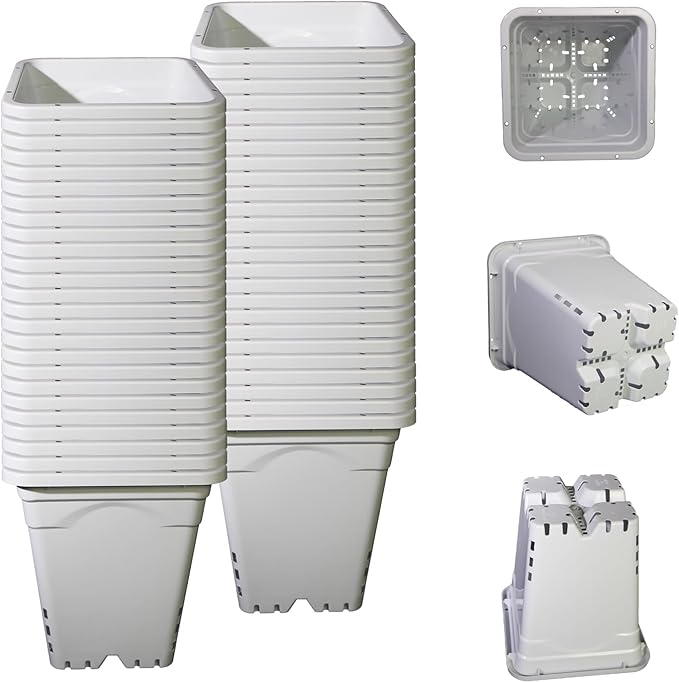 HG7X7SW 7"x7" Square White Pot, 9" Tall, Pack of 50