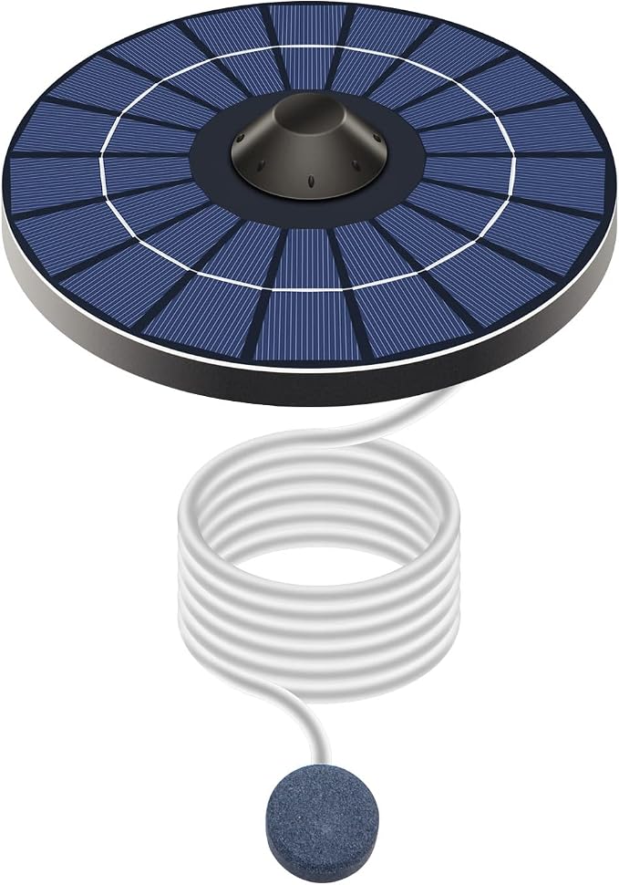 Lewisia Solar Floating Pond Aerator 2.5W Solar Powered Air Pump with Air Hose and Bubble Stones Pond Aerator Bubble Oxygenator