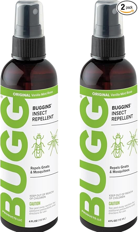 BUGGINS Original - Insect Repellent - Gnats & Mosquitoes, DEET Free, Non-Greasy - 4 oz Pump Spray Bottle - 2 Pack
