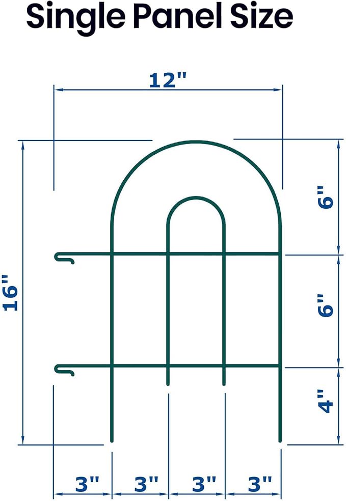 16in(H)×40ft(L) Green Decorative Garden Border Fence Total 40 Panels No Dig Metal Folding Fence Garden Edging Border Fence for Animal Barrier Fencing Flower Bed Yard Patio