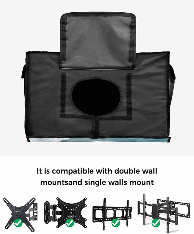 DecorLovee Summer Beach Outdoor TV Cover 70-75 Inch, Weatherproof & Waterproof, Oxford Cloth, Aqua Beige, Remote Control Pocket, 3 Pockets Design, Easy to Install