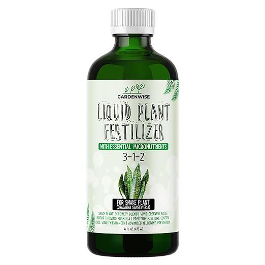 GARDENWISE 3-1-2 Liquid Fertilizer Concentrate with Micronutrients - Ideal Snake Plant Food for Sansevieria (Dracaena trifasciata), Indoor Plant Care (32 OZ)