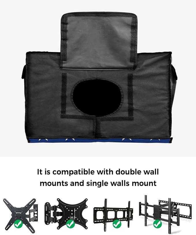 T&H XHome Outdoor TV Cover - USA Flag 4th of July Stars Blue White Red Stripe Retro Waterproof and Weatherproof 36"-39" LCD Movable Shield TV Display Screen Protector Outside Television Covers
