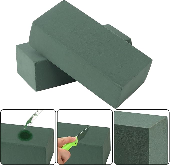 IHDYPPEW 16 PCS Green Floral Foam Blocks, 7.8"L x 2.4"W x 3.54"H Floral Foam for Flower Arrangements, Dry and Wet Florist Foam for Flowers, Flower Foam Bricks for Flowers Business, Outdoor, Weddings