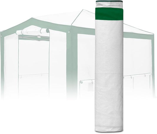 EAGLE PEAK Replacement Cover for 12x8 Pop up Greenhouse with Polyester Reinforced Corners, Front and Rear Roll-Up Zipper Entry Doors and 4 Roll-Up Side Windows (Frame Not Included), Green/White