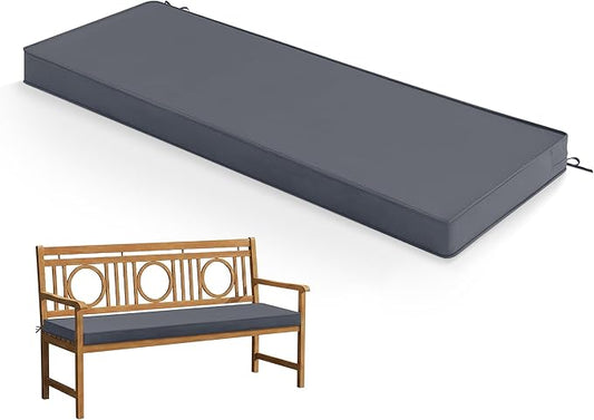 Summsun Outdoor Bench Cushion: Waterproof and Fade Resistant Patio Furniture Cushions - Non-Slip Bench Pad Cushion with Removable Cover for Garden Swing Porch Sofa Settee, 48 x 18 x 3 Inch, Dark Grey