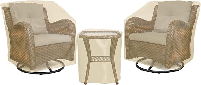 Patio Furniture Covers,Outdoor Furniture Cover Waterproof,Patio Furniture Set Covers for 3 Piece Outdoor Bistro,Patio Sofa Covers Set for 2 Chairs and Coffee Table,Beige