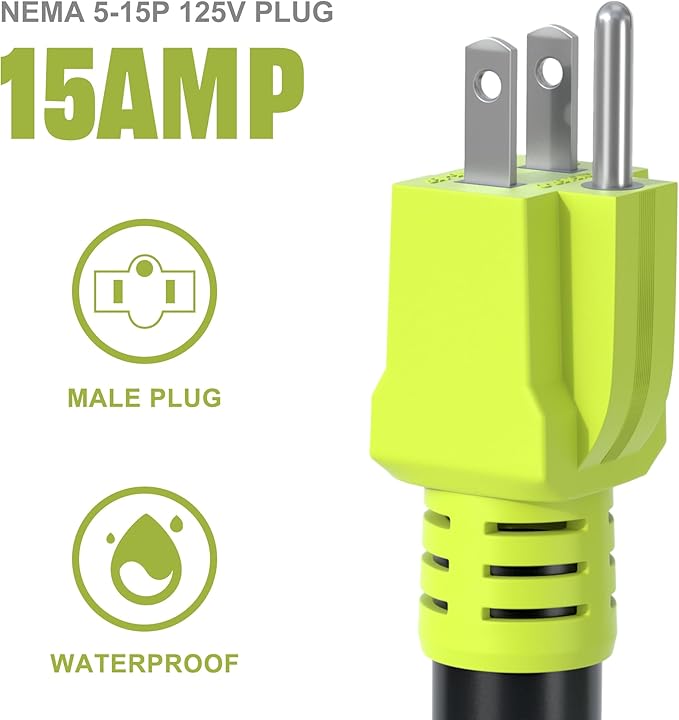 NEMA 5-15P to L14-30R Power Adapter Cord - 15 Amp Male Plug to 30 Amp Female Generator - Household 3 Prong to 4 Prong Twist Lock, STW 10AWG 1FT