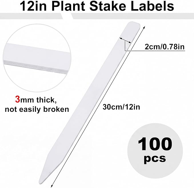 Weysat 100 Pcs 12" Wood Plant Labels for Field or Containers Plant Tags Wood Garden Labels for Seedling Stakes Markers Nursery Seed Tags with Smooth Surface for Pot Herbs Flowers Vegetables