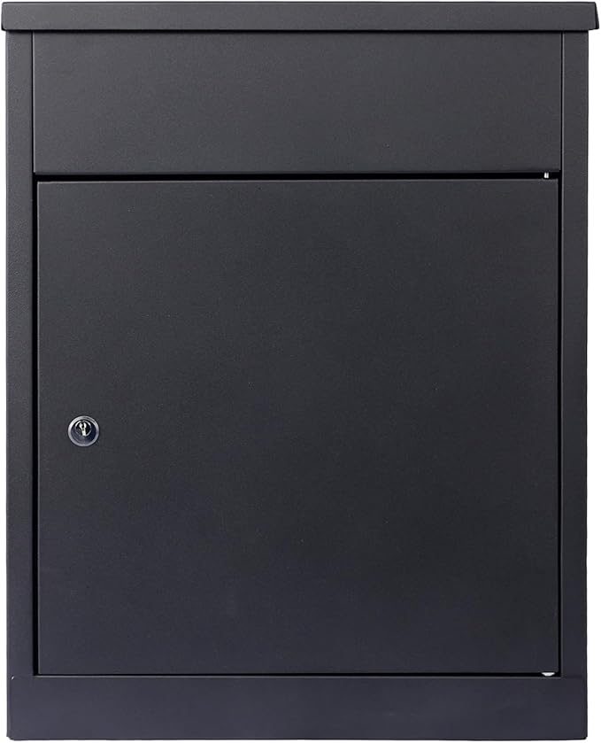 Package Delivery Box for Outside, Deck Boxes Outdoor Extra Large Mailbox Lockable Package Lock Box Steel Outdoor Package Box for Porch, 22.8"x17.3"x14.2" black